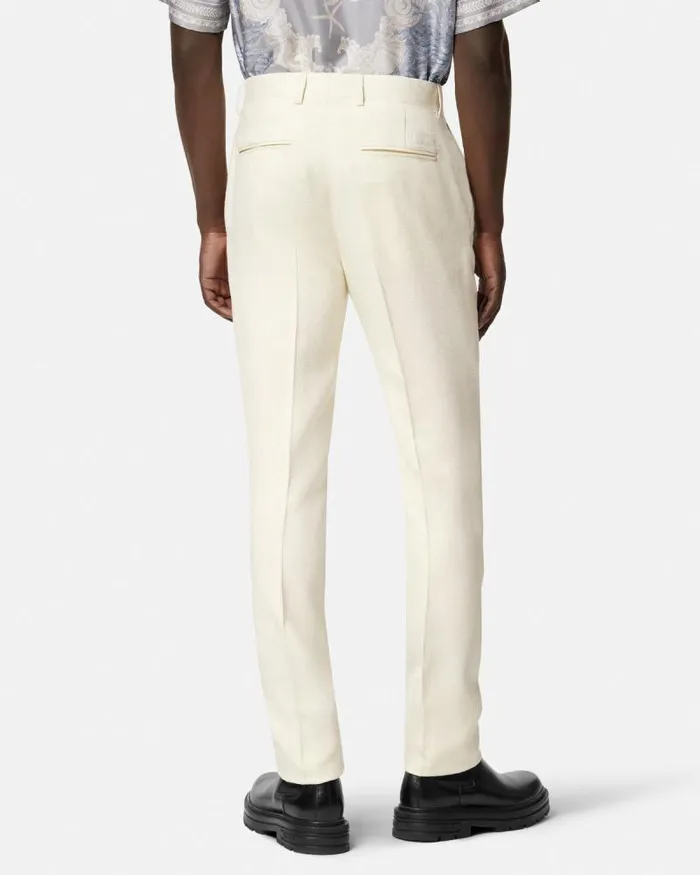 SilkBlend Malfil Formal Pants White Men Versace Blazers and Suits