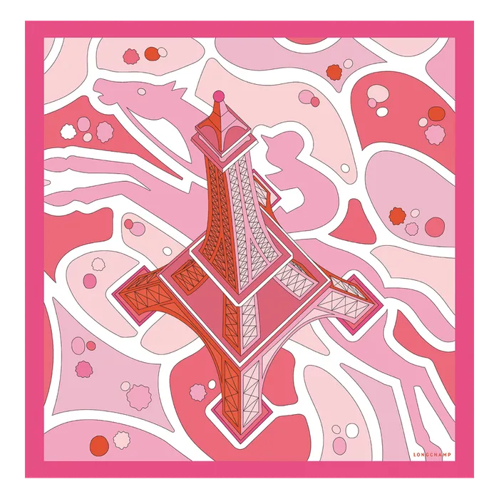 Silk Scarves Longchamp Women Equestrian Tower Silk scarf 70 Pink