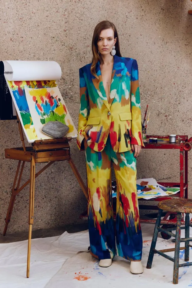 Simon Miller Bottoms Women Bloo Painted Crepe Pant In Palette Print Simon Miller Bottoms Women Bloo Painted Crepe Pant In Palette Print