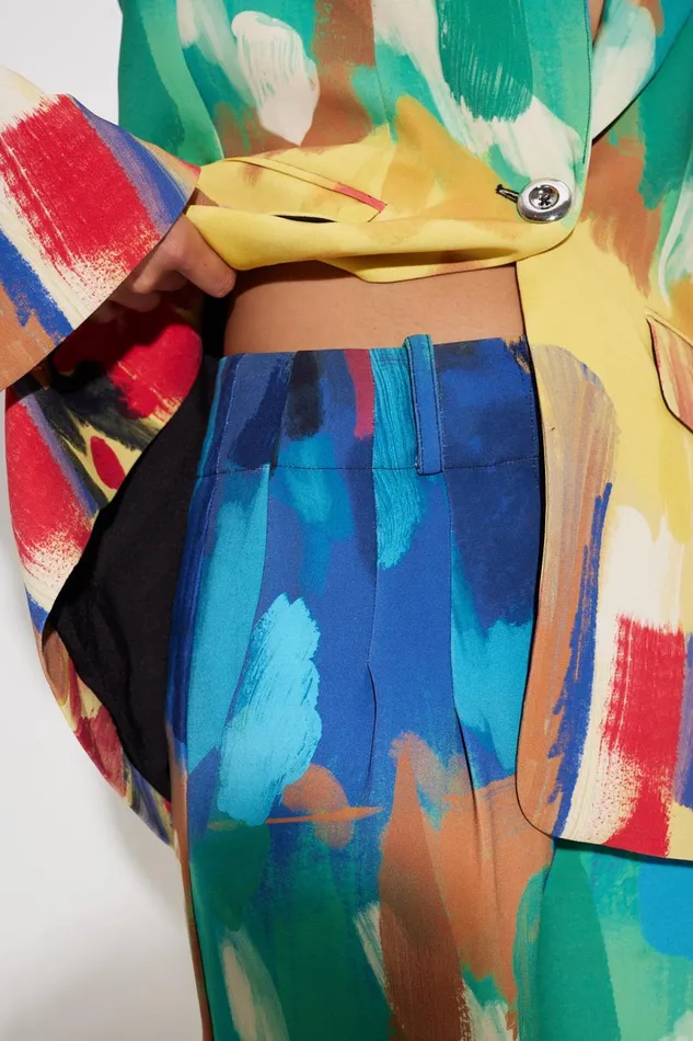 Simon Miller Bottoms Women Bloo Painted Crepe Pant In Palette Print Simon Miller Bottoms Women Bloo Painted Crepe Pant In Palette Print