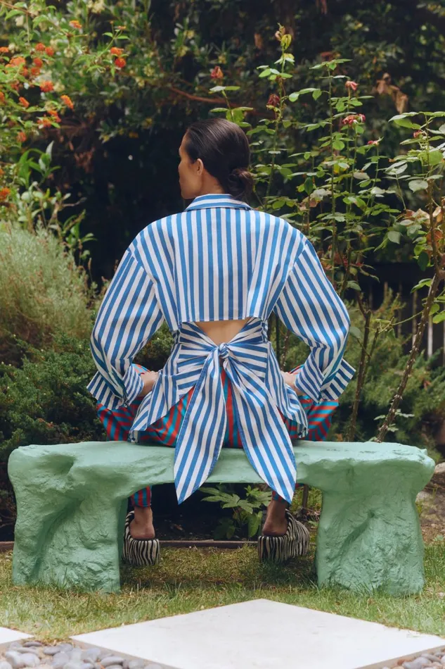 Simon Miller Sets Women Loch Striped Poplin Button Up In Blue Stripe Cotton Simon Miller Sets Women Loch Striped Poplin Button Up In Blue Stripe Cotton
