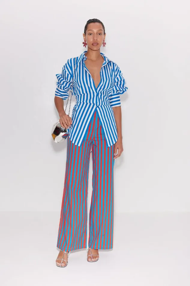 Simon Miller Sets Women Loch Striped Poplin Button Up In Blue Stripe Cotton Simon Miller Sets Women Loch Striped Poplin Button Up In Blue Stripe Cotton