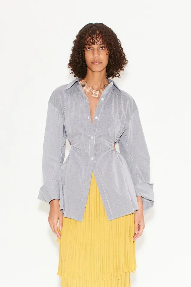 Simon Miller Tops Women Lolo Poplin Top In Pinstripe Cotton