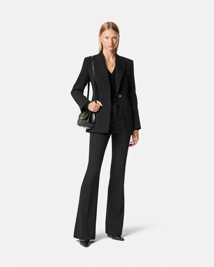 SingleBreasted DV Blazer Black Women Versace Blazer and Jackets