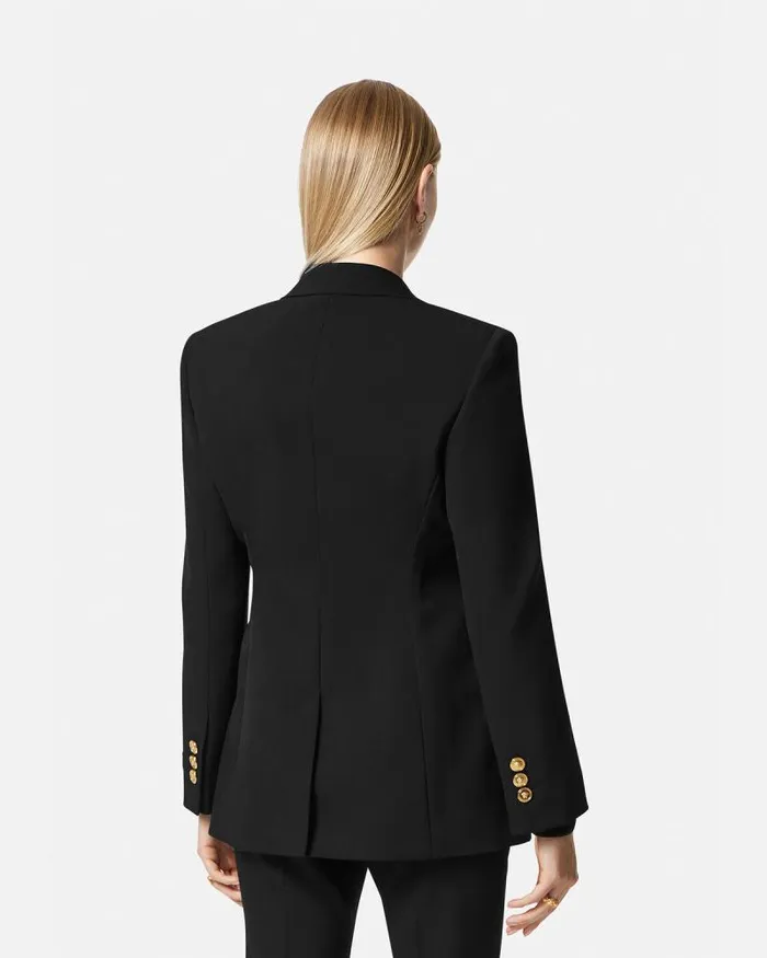 SingleBreasted DV Blazer Black Women Versace Blazer and Jackets