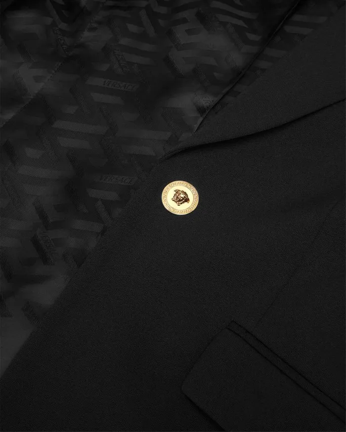 SingleBreasted DV Blazer Black Women Versace Blazer and Jackets