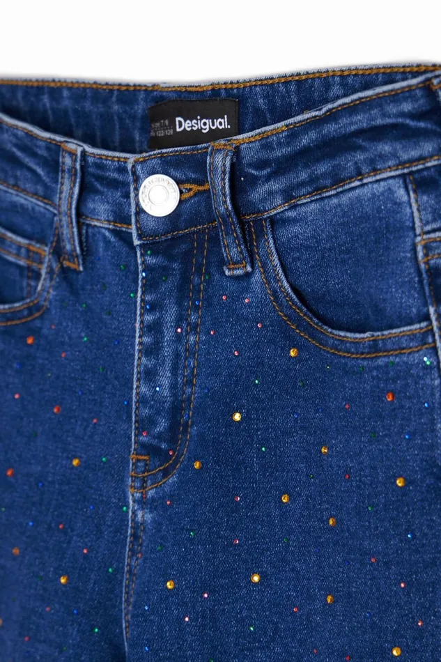 Skirts And Trousers Kids Desigual Long Jeans With Dots Blue