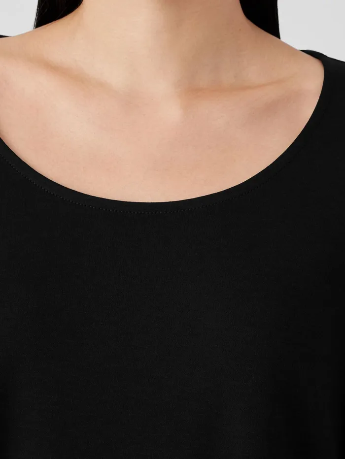 Sleepwear Women Eileen Fisher Organic Cotton Interlock Long Sleep Top Black