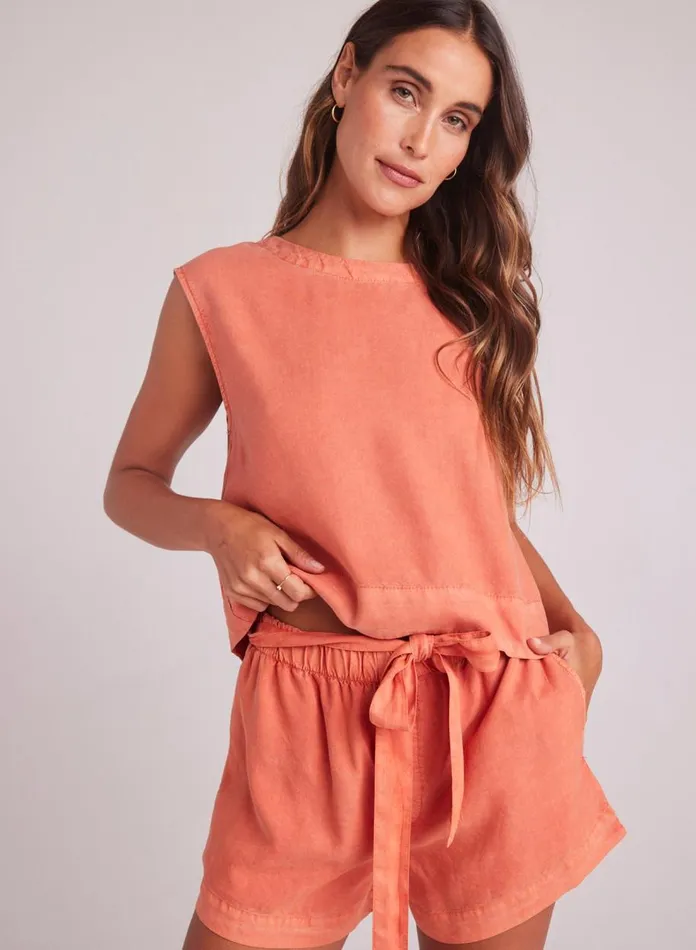 Sleeveless Women Bella Dahl Boxy Button Back Top 8211 Clay Oasis