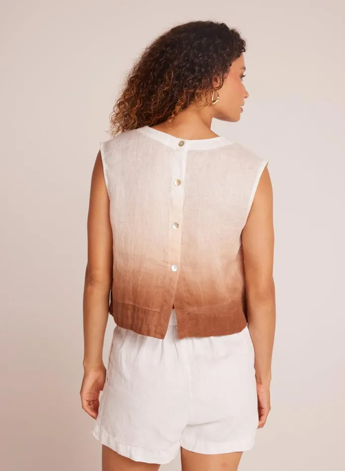 Sleeveless Women Bella Dahl Boxy Button Back Top 8211 Coconut Ombre Dye Sleeveless Women Bella Dahl Boxy Button Back Top 8211 Coconut Ombre Dye