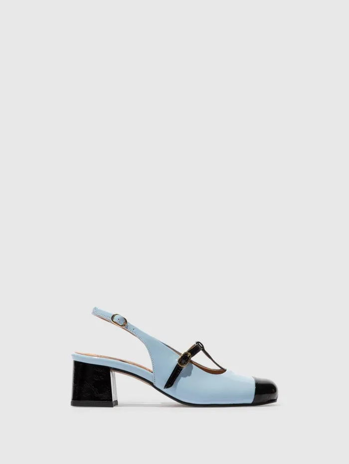 SlingBack Sandals SOLN083FLY BLACK SKY BLUE Women Fly London Sandals