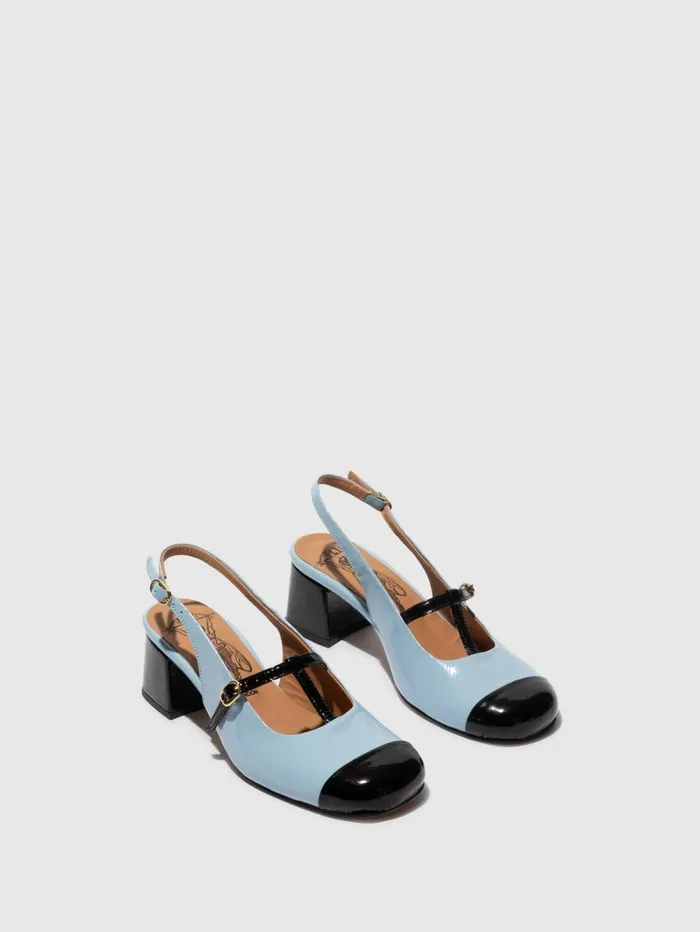 SlingBack Sandals SOLN083FLY BLACK SKY BLUE Women Fly London Sandals