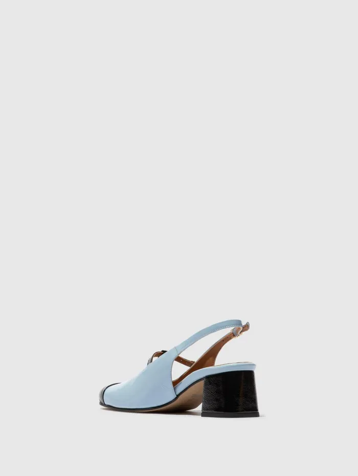 SlingBack Sandals SOLN083FLY BLACK SKY BLUE Women Fly London Sandals