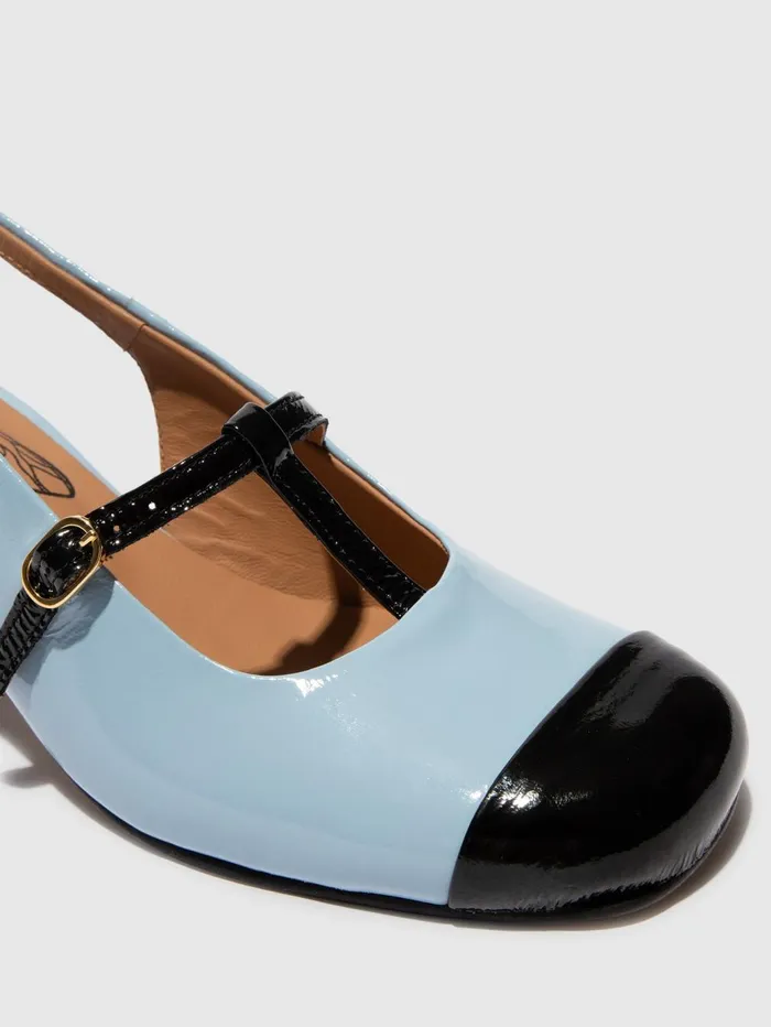 SlingBack Sandals SOLN083FLY BLACK SKY BLUE Women Fly London Sandals
