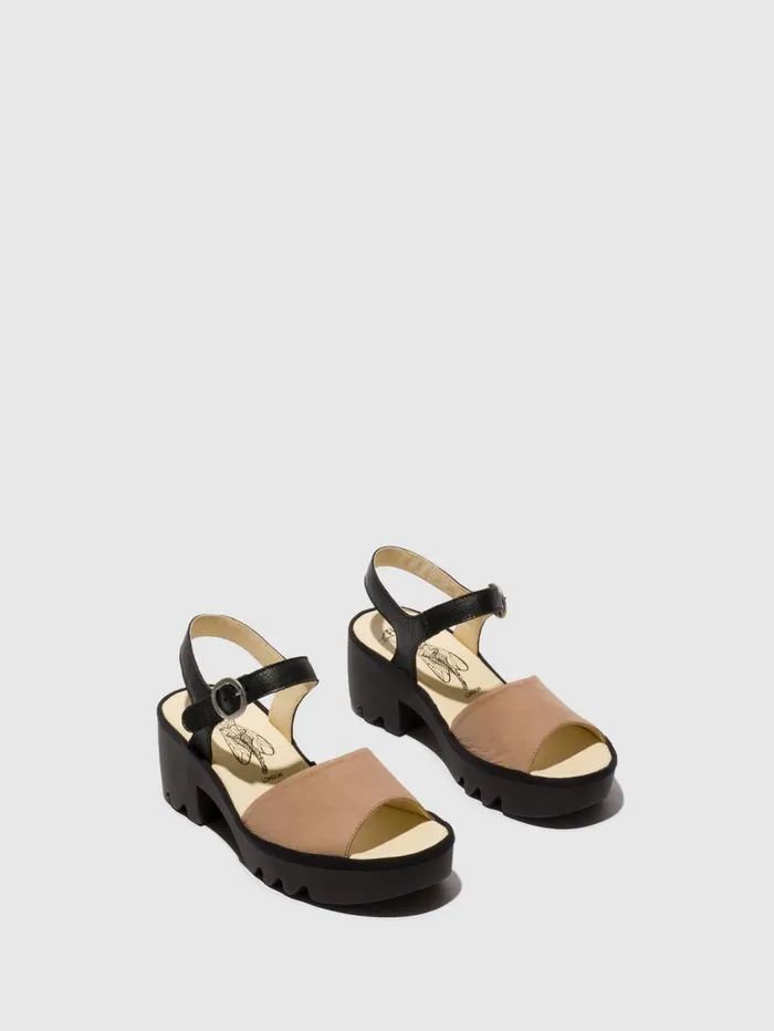 SlingBack Sandals TULL503FLY TAUPEBLACK Women Fly London Sandals