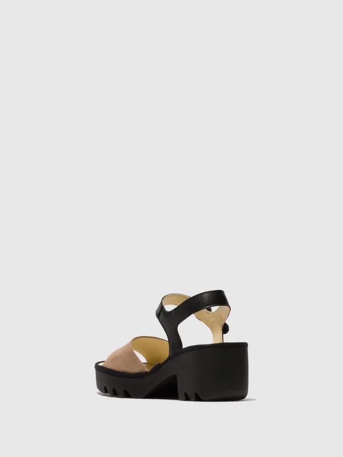 SlingBack Sandals TULL503FLY TAUPEBLACK Women Fly London Sandals