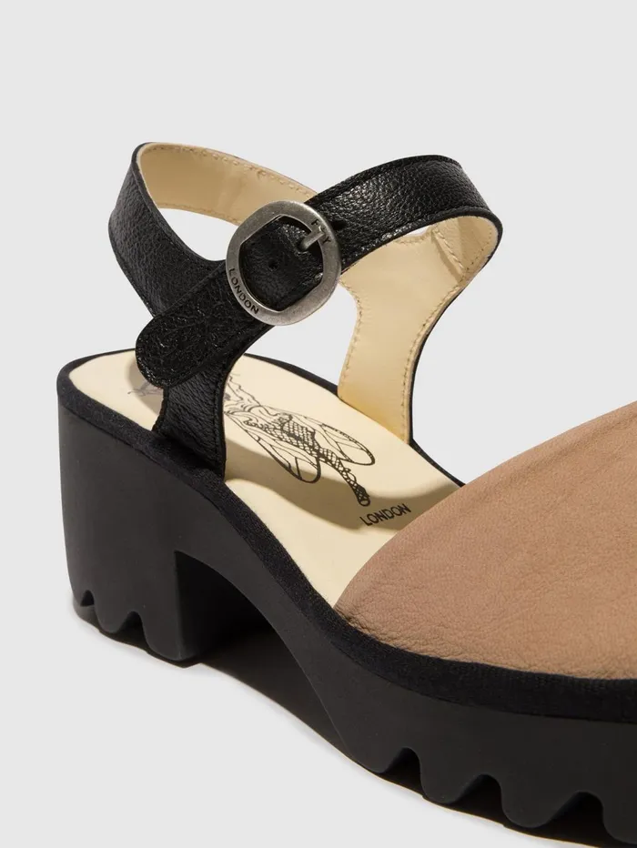SlingBack Sandals TULL503FLY TAUPEBLACK Women Fly London Sandals