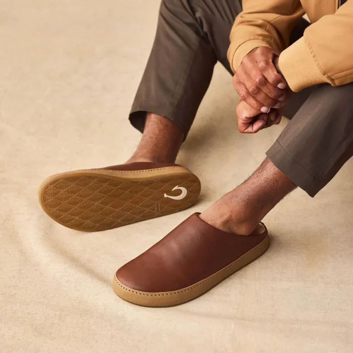 SlipOn Men Olukai Hmani Leather Mules 8211 Toffee Tan