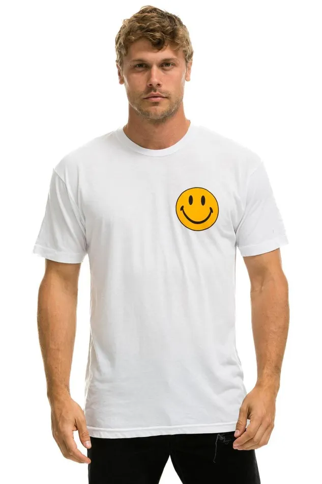 Smiley 2 Crew Tee 8211 White WomenMen Aviator Nation Tees
