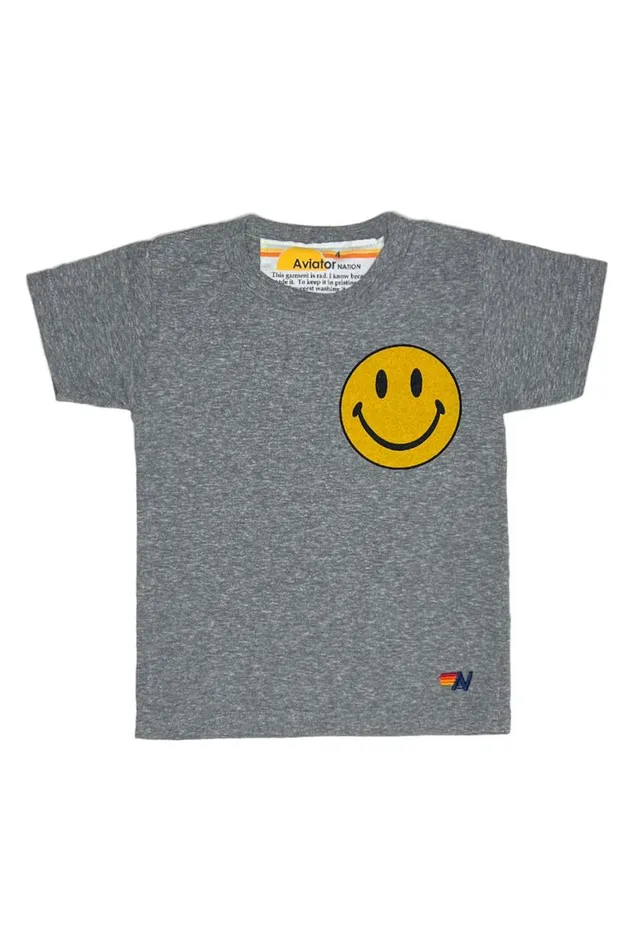Smiley 2 Tee 8211 Heather Grey Kids Aviator Nation Tees
