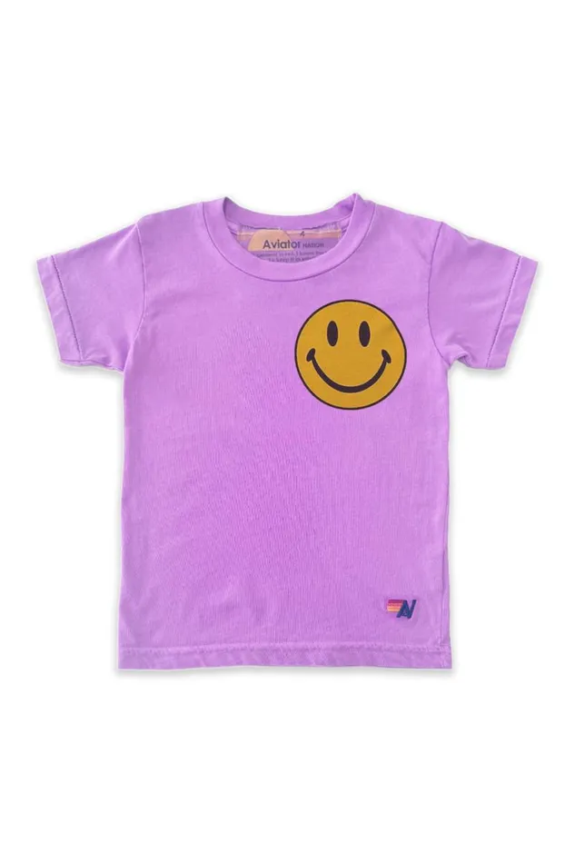 Smiley 2 Tee 8211 Neon Purple Kids Aviator Nation Tees