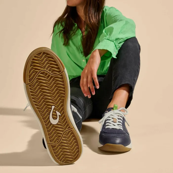 Sneakers Women Olukai Kaulele Leather Sneakers 8211 Trench Blue