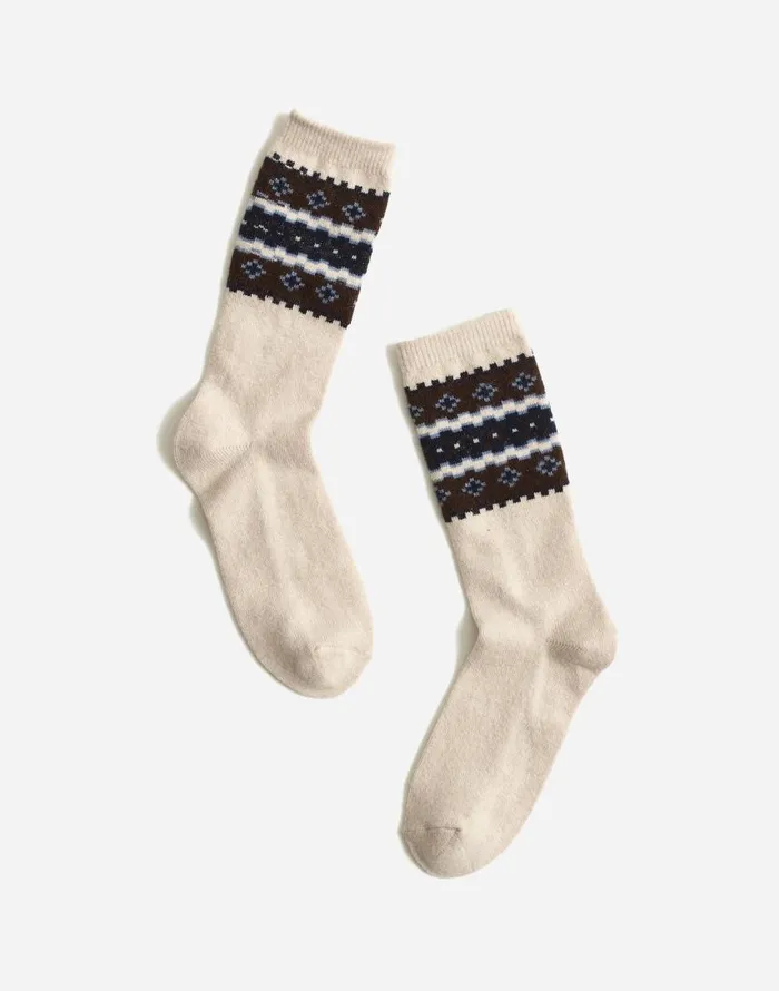 Socks Women Madewell Fair Isle Trouser Socks Heather Oatmeal