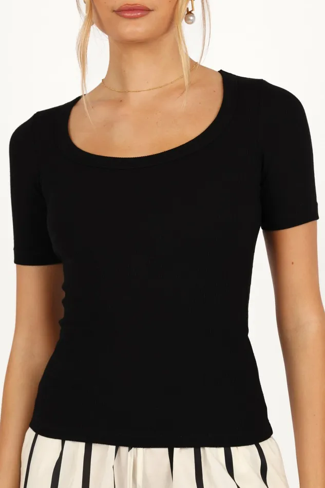 Solene Knit Top Black Women Tops Petal and Pup