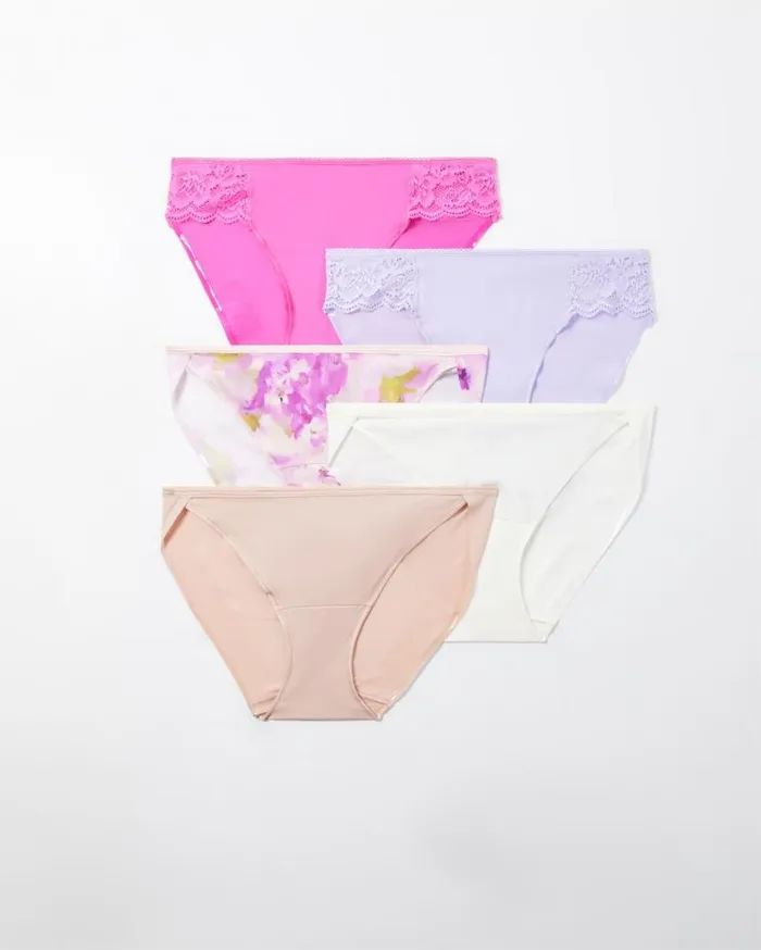 Soma Vanishing Edge Microfiber And Lace Bikini 5Pack Basic Multi Pack Women Panties Soma Vanishing Edge Microfiber And Lace Bikini 5Pack Basic Multi Pack Women Panties