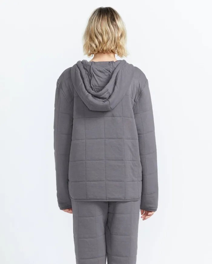 Squared Off Hoodie 8211 Dark Grey Womens Volcom Hoodies and Sweatshirts