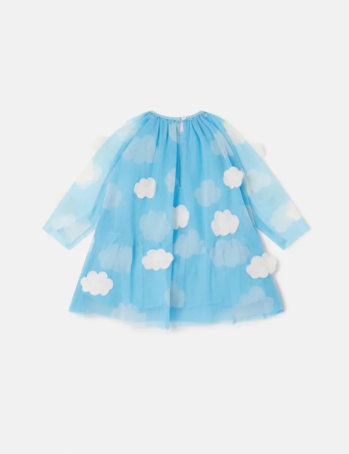 Stella McCartney Baby Girls Kids Cloud Pattern LongSleeve Dress Blue And White Stella McCartney Baby Girls Kids Cloud Pattern LongSleeve Dress Blue And White