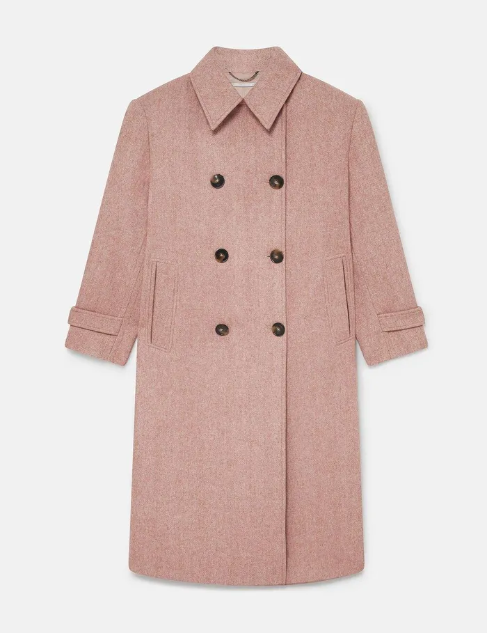 Stella McCartney Coats And Jackets Women DoubleBreasted Long Coat Dusty Pink