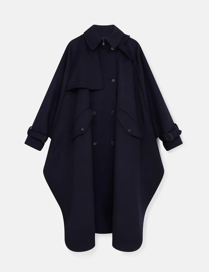 Stella McCartney Coats And Jackets Women HighNeck ALine Trench Coat Ink Navy