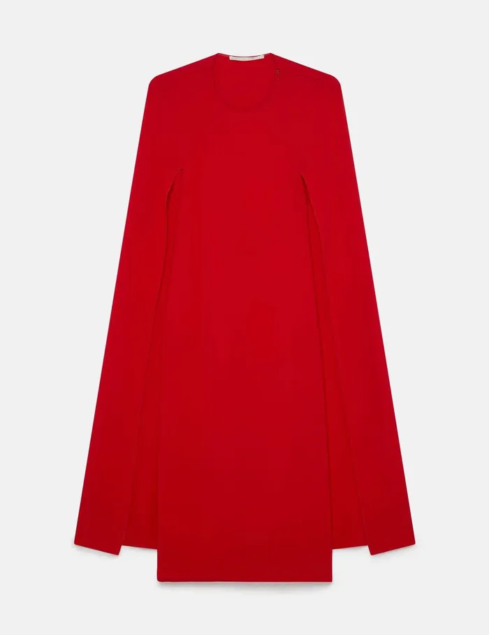 Stella McCartney Dresses Women Round Neck Cape Midi Dress Lipstick Red