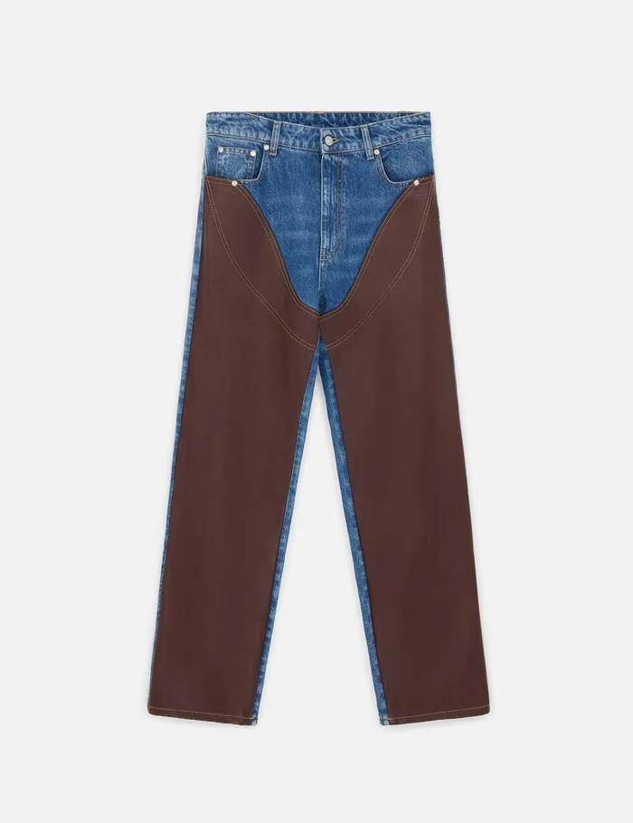 Stella McCartney Pants And Shorts Women Chaps HighRise Straight Leg Jeans Vintage Wash Blue Denim Stella McCartney Pants And Shorts Women Chaps HighRise Straight Leg Jeans Vintage Wash Blue Denim