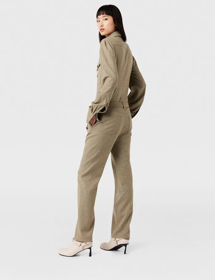 Stella McCartney Pants And Shorts Women ClaspEmbellished MidRise Wool Pants Light Moss Beige Stella McCartney Pants And Shorts Women ClaspEmbellished MidRise Wool Pants Light Moss Beige