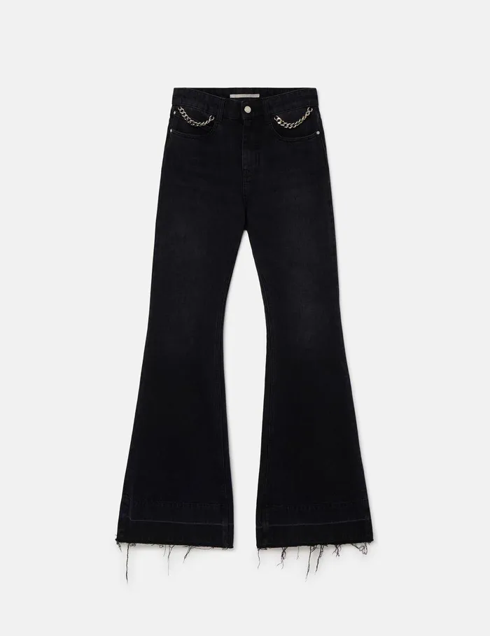 Stella McCartney Pants And Shorts Women Falabella Flared Leg Jeans Black