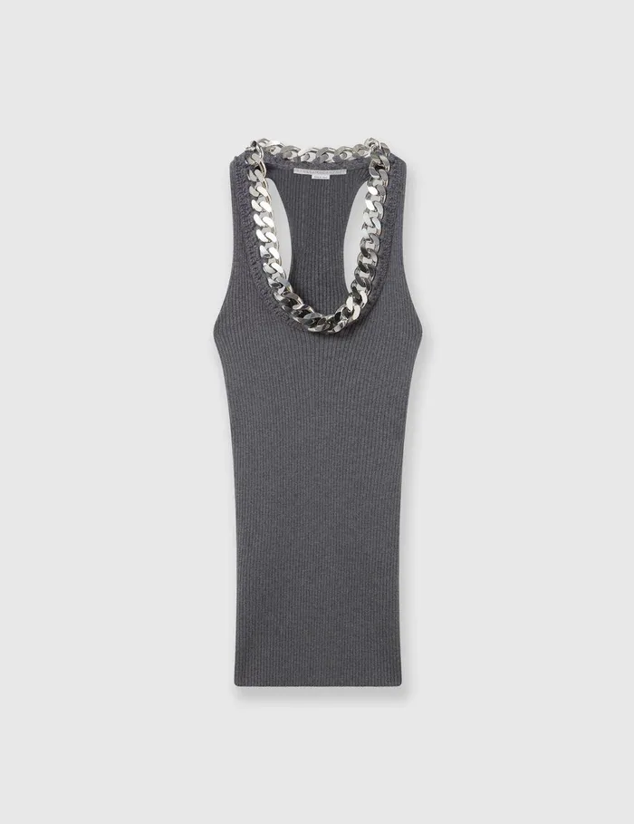 Stella McCartney Shirts And Tops Women Chunky Chain Tank Top Dunkelgrau Meliert Stella McCartney Shirts And Tops Women Chunky Chain Tank Top Dunkelgrau Meliert