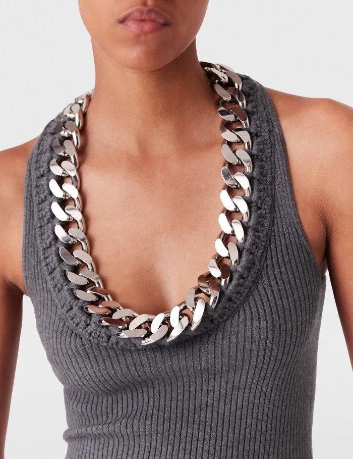 Stella McCartney Shirts And Tops Women Chunky Chain Tank Top Dunkelgrau Meliert Stella McCartney Shirts And Tops Women Chunky Chain Tank Top Dunkelgrau Meliert