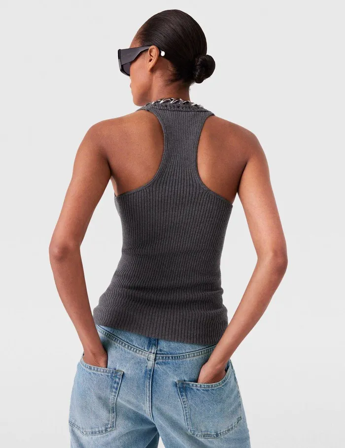 Stella McCartney Shirts And Tops Women Chunky Chain Tank Top Dunkelgrau Meliert Stella McCartney Shirts And Tops Women Chunky Chain Tank Top Dunkelgrau Meliert