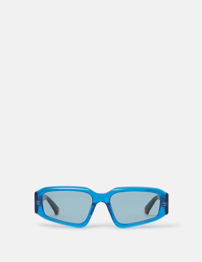 Stella McCartney Sunglasses Women Abstract Rectangle Sunglasses Translucent Electric Blue Stella McCartney Sunglasses Women Abstract Rectangle Sunglasses Translucent Electric Blue