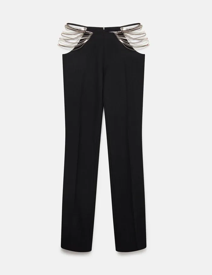 Stella McCartney Tailoring Women Ultra Low Rise Chain Trousers Black