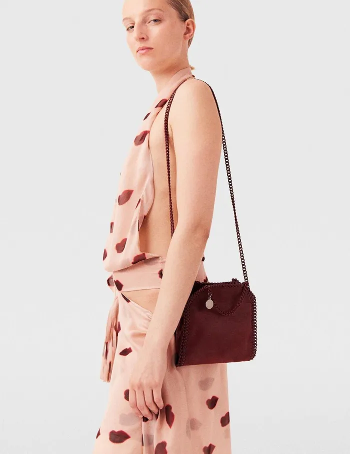Stella McCartney TopHandle Bags Women Falabella Tiny Enamel Tote Bag Ruby Red Stella McCartney TopHandle Bags Women Falabella Tiny Enamel Tote Bag Ruby Red