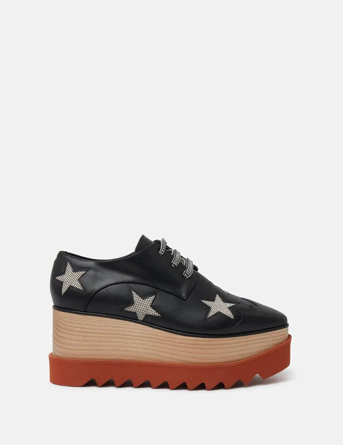 Stella McCartney Wedges Women Elyse Stars Platform Shoes Black Multicolour