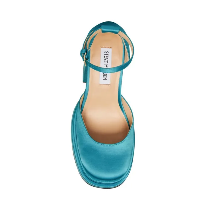Steve Madden Charlize Blue Satin Womens Platforms Steve Madden Charlize Blue Satin Womens Platforms