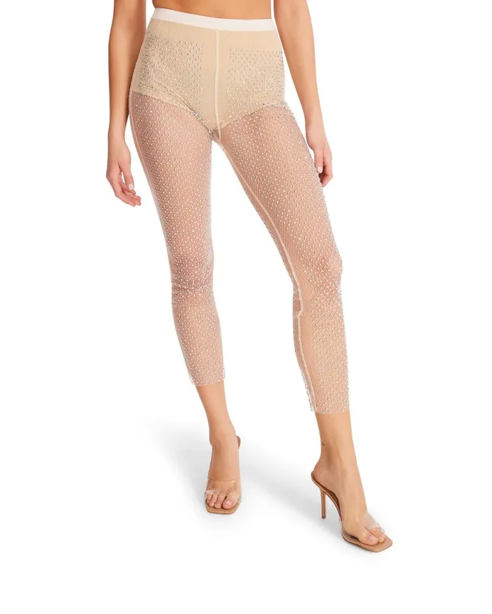 Steve Madden Mesh Rhinestone Pants Ivory Womens Bottoms Steve Madden Mesh Rhinestone Pants Ivory Womens Bottoms
