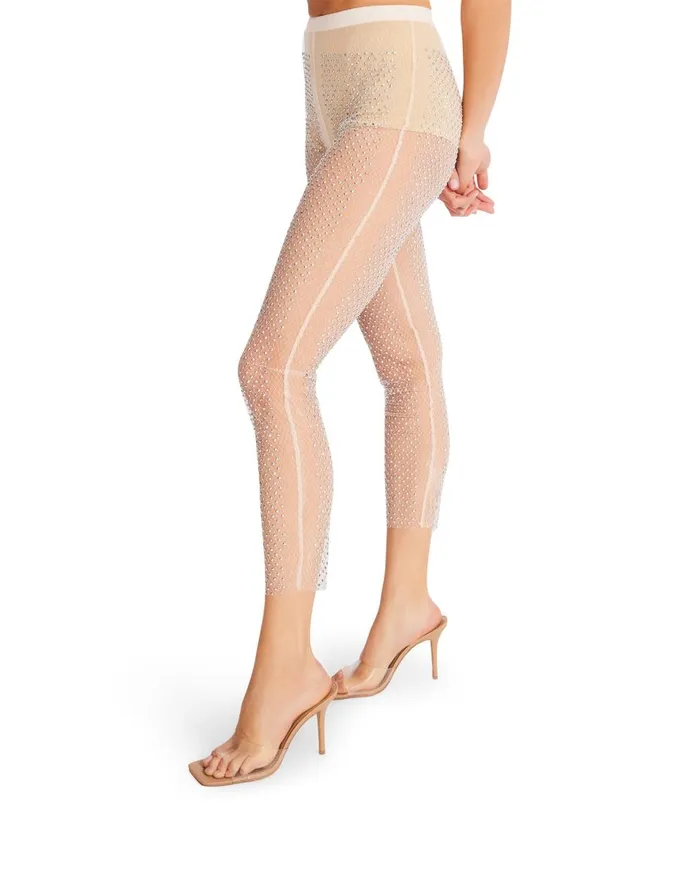 Steve Madden Mesh Rhinestone Pants Ivory Womens Bottoms Steve Madden Mesh Rhinestone Pants Ivory Womens Bottoms