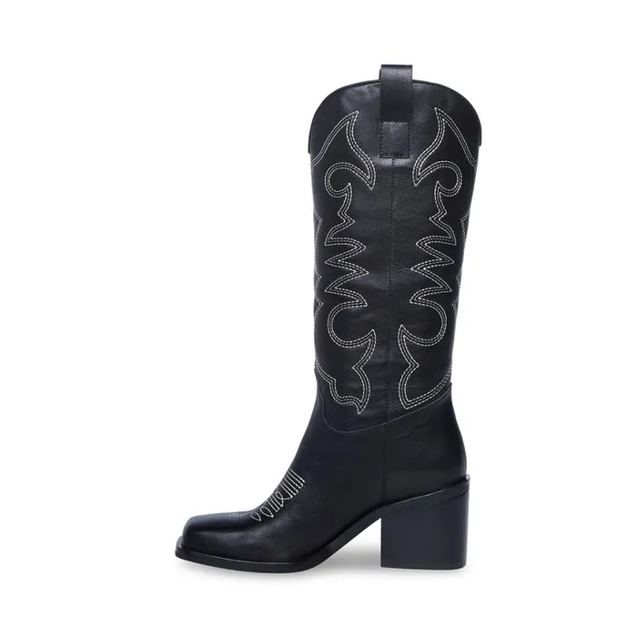Steve Madden Stampede Black Leather Womens Boots Steve Madden Stampede Black Leather Womens Boots