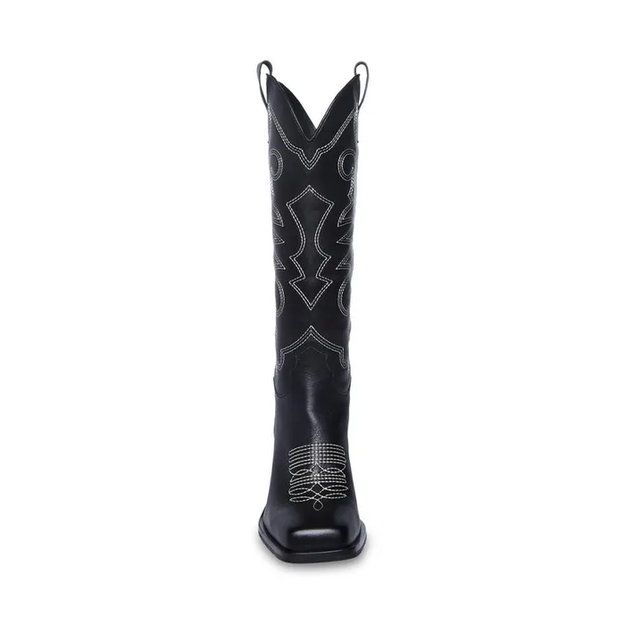 Steve Madden Stampede Black Leather Womens Boots Steve Madden Stampede Black Leather Womens Boots