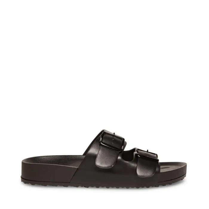 Steve Madden Teddy T Black Womens Sandals